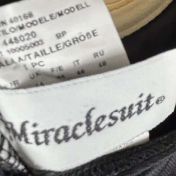 Miraclesuit Turquoise Black Paisley Floral Swimsuit 12 Underwire Tummy Control - Picture 5 of 6